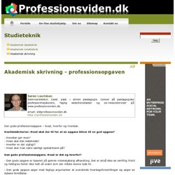 Akademisk skrivning - professionsopgaven - Studieteknik