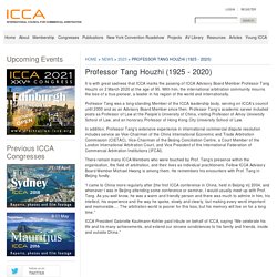 Professor Tang Houzhi (1925 - 2020) - ICCA