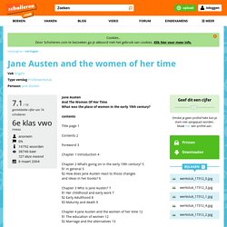 Profielwerkstuk Engels Jane Austen and the women of her time