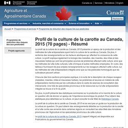 AGRICULTURE CANADA 20/12/17 Profil de la culture de la carotte au Canada, 2015 (70 pages) - Résumé