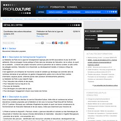 Coordinateur des actions éducatives scolaires (h/f), Fédération de Paris de la Ligue de l'enseignement, Paris 10e