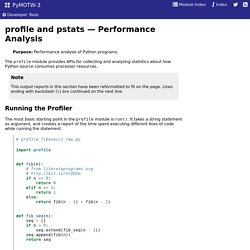 profile and pstats — Performance Analysis — PyMOTW 3