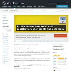 Profile Builder - front-end user registration, login and edit profile