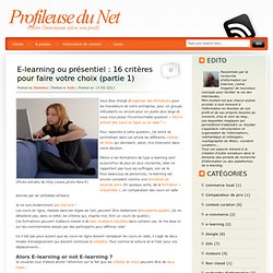 Profileuse du Net » Blog Archive » E-learning ou présentiel : 16 critères pour faire votre choix (partie 1)