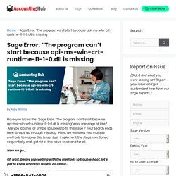 How to Fix sage error the program can’t start because api ms win crt runtime l1 1-0 dll is missing