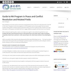 Guide to MA Program in Peace and Conflict Resolution and Related Fields - PCDN : PCDN