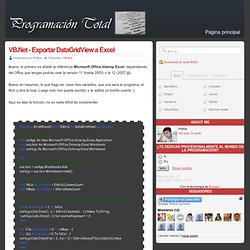 VB.Net - Exportar DataGridView a Excel