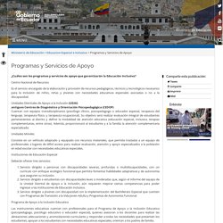 Programas y Servicios de Apoyo – Ministerio de Educación