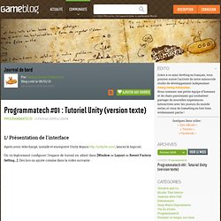 Programmatech #01 : Tutoriel Unity (version texte) - Journal de bord
