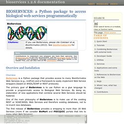 BIOSERVICES: a Python package to access biological web services programmatically — bioservices 1.2.0 documentation