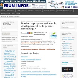 Dossier: la programmation et le développement de la pensée informatique – Bulletin d'information ERUN 64