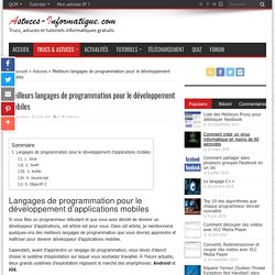 Meilleurs langages de programmation pour le développement mobiles