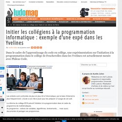 Initier les collégiens à la programmation informatique : exemple d'une expé dans les Yvelines