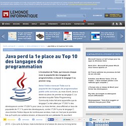 Java perd la 1e place au Top 10 des langages de programmation