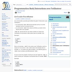 Programmation Bash/Interactions avec l'utilisateur