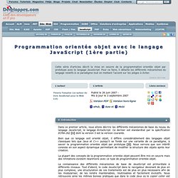 Programmation orientée objet avec le langage JavaScript (1ère partie)