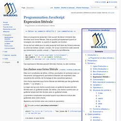 Programmation JavaScript/Expression littérale