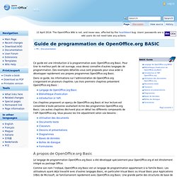 Guide de programmation de OpenOffice.org BASIC