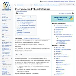 Programmation Python/Opérateurs