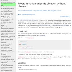 Programmation orientée objet en python / classes