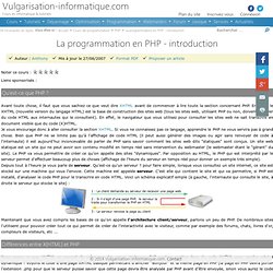 La programmation en PHP - introduction