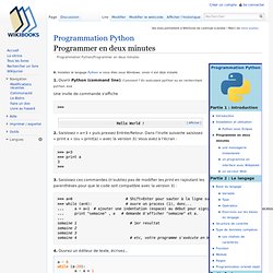 Programmation Python/Programmer en deux minutes