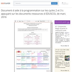 Document d aide à la programmation sur les cycles 2 et 3 s appuyant sur les documents ressources d EDUSCOL de mars PDF