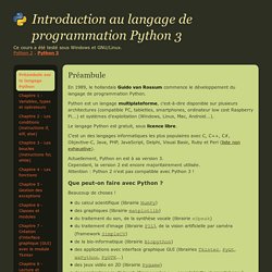 Cours de programmation en langage Python - Spécialité ISN - Terminale S