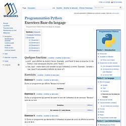 Programmation Python/Exercices Base du langage