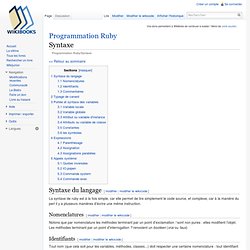 Programmation Ruby/Syntaxe