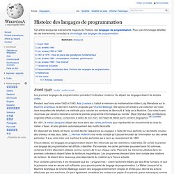 Histoire des langages de programmation