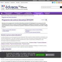 Programme des actions éducatives - Programme des actions éducatives 2018/2019