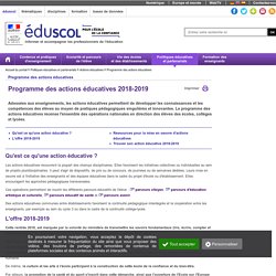 Programme des actions éducatives - Programme des actions éducatives 2018-2019