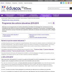 Programme des actions éducatives - 2018-2019