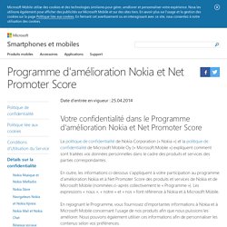 Programme d'amélioration Nokia et Net Promoter Score - Microsoft - France