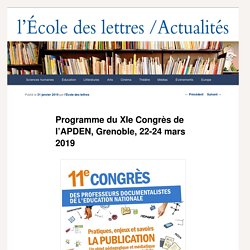 Programme du XIe Congrès de l'APDEN, Grenoble, 22-24 mars 2019