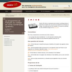 Le programme de Français au collège en livres numériques (gratuits)
