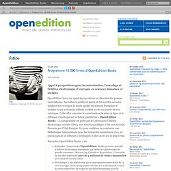 Call for participation in OpenEdition 15,000 books program