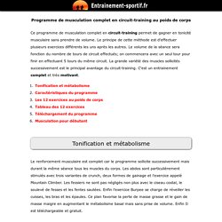 Programme de Musculation en Circuit-Training sans Matériel