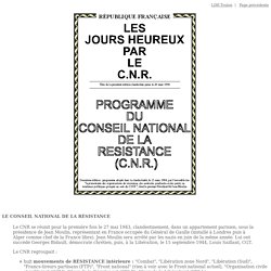 le programme du conseil national de la résistance (15 mars 1944)