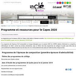 Programme et ressources pour le Capes 2020 — Allemand