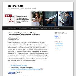 Free PDF: How to be a Programmer: A Short, Comprehensive, and Personal Summary by Robert L. Read, PhD