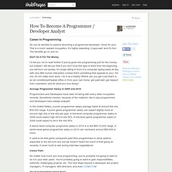 How To Become A Programmer / Developer Analyst