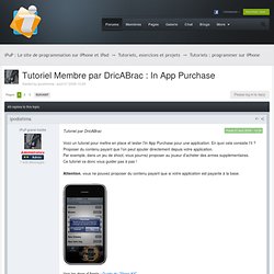 La programmation iPhone / Tutoriel Membre par DricABrac : In App Purchase