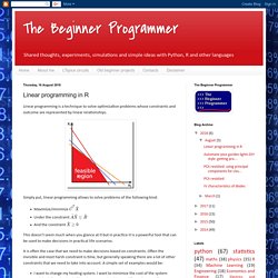 The Beginner Programmer: Linear programming in R