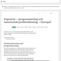 Exponent – programmering och matematisk problemlösning – Exempel - Exponent – programmering och matematisk problemlösning - Gleerups