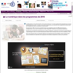 Programmes - Le numérique dans les programmes de 2016