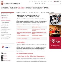 Master's Programmes / Tallinn University