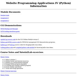 Python/Website Programming Applications IV