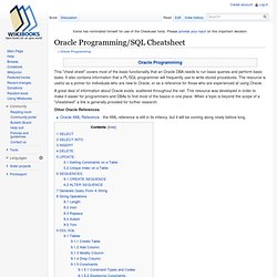 Oracle Programming/SQL Cheatsheet